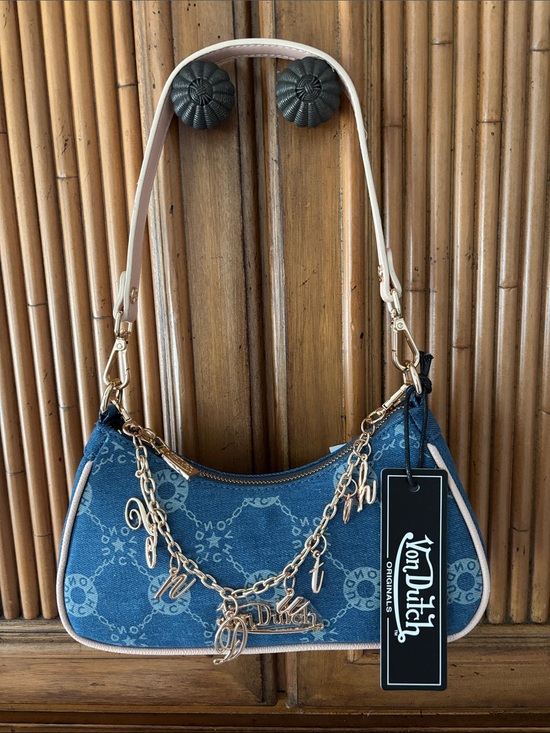 Von Dutch Handbags - Von Dutch Denim Crescent Shoulder Bag